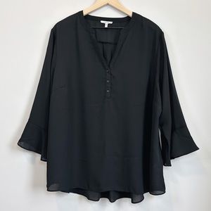 Maurices Plus Size Flounce Sleeve Blouse - Black - Size 2X